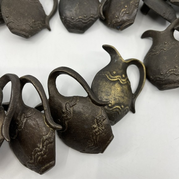 Vtg Solid Brass Distressed Pitcher Ewer Drawer Knobs‎ Pulls Set Of 14 Read 2" - Picture 6 of 13